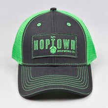 Load image into Gallery viewer, Black Twill & Flow Green Semi-Pro Trucker