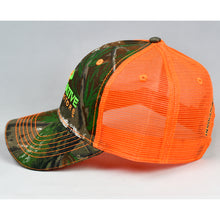 Load image into Gallery viewer, Real Tree Camo & Fluorescent Orange Semi-Pro Trucker