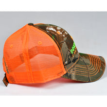 Load image into Gallery viewer, Real Tree Camo & Fluorescent Orange Semi-Pro Trucker