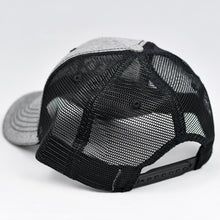 Load image into Gallery viewer, Grey Chambray & Black Semi-Pro Snap-Back Trucker