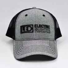 Load image into Gallery viewer, Grey Chambray & Black Semi-Pro Snap-Back Trucker