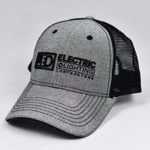 Load image into Gallery viewer, Grey Chambray & Black Semi-Pro Snap-Back Trucker