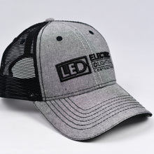 Load image into Gallery viewer, Grey Chambray & Black Semi-Pro Snap-Back Trucker
