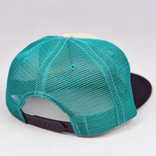 Load image into Gallery viewer, White & Navy Chino Twill Black Slight-Curve Flat-Bill Snap-Back Trucker