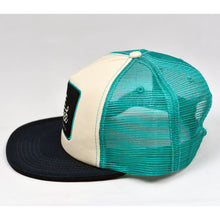 Load image into Gallery viewer, White & Navy Chino Twill Black Slight-Curve Flat-Bill Snap-Back Trucker