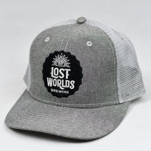 Load image into Gallery viewer, Grey Chambray Slight-Curve Flat-Bill Snap-Back Trucker