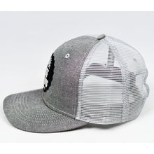 Load image into Gallery viewer, Grey Chambray Slight-Curve Flat-Bill Snap-Back Trucker
