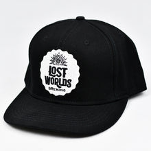 Load image into Gallery viewer, Black Chino Twill Slight-Curve Flat-Bill Snap-Back Trucker