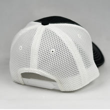 Load image into Gallery viewer, Black Twill & White Air-Mesh Semi-Pro Snap-Back Trucker