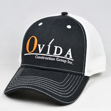 Load image into Gallery viewer, Black Twill & White Air-Mesh Semi-Pro Snap-Back Trucker