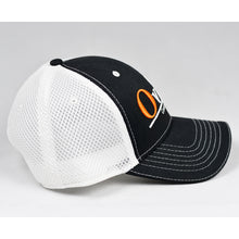 Load image into Gallery viewer, Black Twill & White Air-Mesh Semi-Pro Snap-Back Trucker