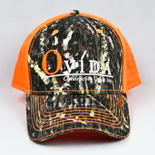 Load image into Gallery viewer, Mossy Oak Camo & Fluorescent Orange Semi-Pro Snap-Back Trucker