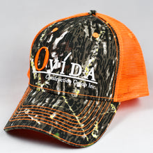 Load image into Gallery viewer, Mossy Oak Camo & Fluorescent Orange Semi-Pro Snap-Back Trucker