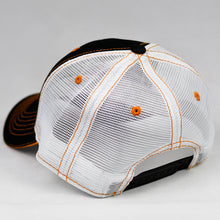 Load image into Gallery viewer, Black & White w/ Orange Trims Semi-Pro Snap-Back Trucker
