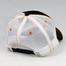 Load image into Gallery viewer, Black & White w/ Orange Trims Semi-Pro Snap-Back Trucker