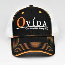 Load image into Gallery viewer, Black & White w/ Orange Trims Semi-Pro Snap-Back Trucker