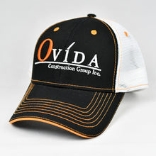 Load image into Gallery viewer, Black & White w/ Orange Trims Semi-Pro Snap-Back Trucker