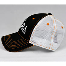 Load image into Gallery viewer, Black & White w/ Orange Trims Semi-Pro Snap-Back Trucker