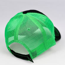 Load image into Gallery viewer, Black Twill & Flow Green Semi-Pro Trucker