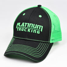 Load image into Gallery viewer, Black Twill & Flow Green Semi-Pro Trucker