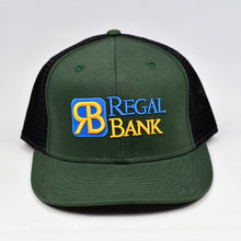 Load image into Gallery viewer, Forest Green & Black Slight-Curve Flat-Bill Snap-Back Trucker