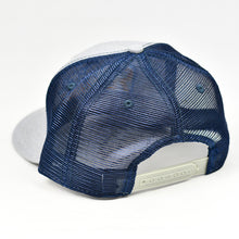 Load image into Gallery viewer, Heather Grey & Navy Slight-Curve Flat-Bill Snap-Back Trucker