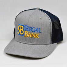 Load image into Gallery viewer, Heather Grey & Navy Slight-Curve Flat-Bill Snap-Back Trucker