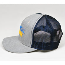 Load image into Gallery viewer, Heather Grey & Navy Slight-Curve Flat-Bill Snap-Back Trucker