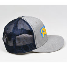 Load image into Gallery viewer, Heather Grey & Navy Slight-Curve Flat-Bill Snap-Back Trucker