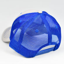Load image into Gallery viewer, Stone Chino Twill & Royal Blue Semi-Pro Snap-Back Trucker