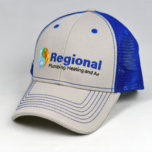 Load image into Gallery viewer, Stone Chino Twill & Royal Blue Semi-Pro Snap-Back Trucker