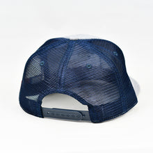 Load image into Gallery viewer, Heather Grey & Navy Slight-Curve Flat-Bill Snap-Back Trucker