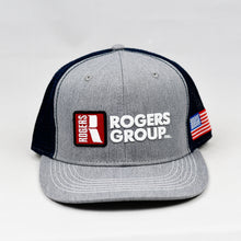 Load image into Gallery viewer, Heather Grey & Navy Slight-Curve Flat-Bill Snap-Back Trucker