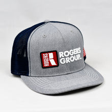 Load image into Gallery viewer, Heather Grey & Navy Slight-Curve Flat-Bill Snap-Back Trucker