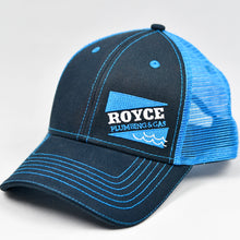 Load image into Gallery viewer, Black Chino Twill & Neon Blue Semi-Pro Trucker