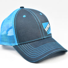 Load image into Gallery viewer, Black Chino Twill & Neon Blue Semi-Pro Trucker