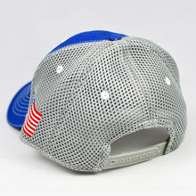 Load image into Gallery viewer, Royal Blue Twill & Grey Air-Mesh Semi-Pro Snap-Back Trucker