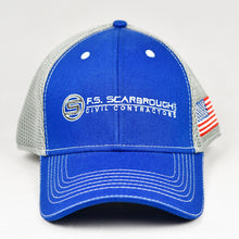 Load image into Gallery viewer, Royal Blue Twill & Grey Air-Mesh Semi-Pro Snap-Back Trucker