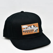 Load image into Gallery viewer, Black Chino Twill Slight-Curve Flat-Bill Snap-Back Trucker