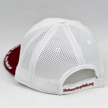 Load image into Gallery viewer, White & Wine Red Chino Twill Black Slight-Curve Flat-Bill Air-Mesh Trucker