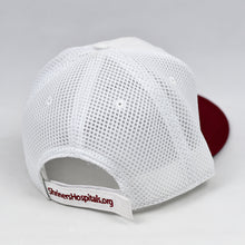 Load image into Gallery viewer, White & Wine Red Chino Twill Black Slight-Curve Flat-Bill Air-Mesh Trucker