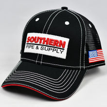 Load image into Gallery viewer, Black Chino Twill w/ Red & White Trims Semi-Pro Trucker