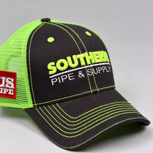 Load image into Gallery viewer, Black Twill & Fluorescent Yellow Semi-Pro Trucker
