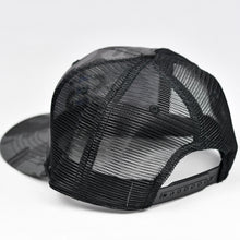 Load image into Gallery viewer, Midnight Black Camo Slight-Curve Flat-Bill Snap-Back Trucker
