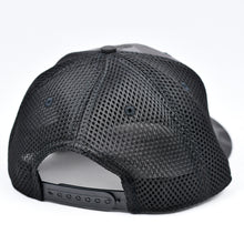 Load image into Gallery viewer, Midnight Black Camo Slight-Curve Flat-Bill Snap-Back Air-Mesh Trucker