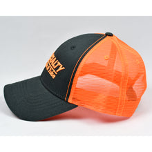 Load image into Gallery viewer, Charcoal Twill & Fluorescent Orange Semi-Pro Snap-Back Trucker
