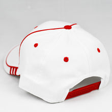 Load image into Gallery viewer, Racing Design White Chino Twill w/ Red Trims Semi-Pro Snap-Back Cap