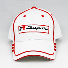 Load image into Gallery viewer, Racing Design White Chino Twill w/ Red Trims Semi-Pro Snap-Back Cap