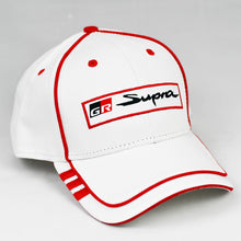 Load image into Gallery viewer, Racing Design White Chino Twill w/ Red Trims Semi-Pro Snap-Back Cap