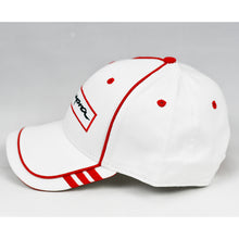 Load image into Gallery viewer, Racing Design White Chino Twill w/ Red Trims Semi-Pro Snap-Back Cap